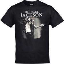 Unisex Siyah Michael Jackson Baskılı Tshirt
