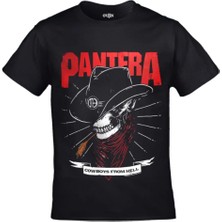 Unisex Siyah Pantera Cowboys From Hell Baskılı Tshirt
