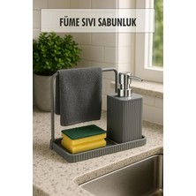 İntora Havluluklu Sıvı Sabunluk & Havlu Asma Aparatlı Sıvı Sabunluk Füme 400 ml