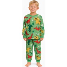 Mini Stella Kids Yeşil Dinozor Desenli Erkek Çocuk Pijama Takımı