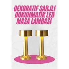 Starseven Altın Rengi Masa ve Gece Lambası Dokunmatik Şarjlı Masa Lambası