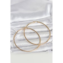 Nacario 316L Çelik Gold Renk 70 mm Kadın Halka Küpe