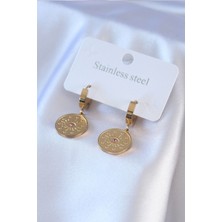 Epilons 316L Çelik Gold Renk Göz Işleme Zirkon Taş Detay Kadın Küpe - TJ-BKP7702