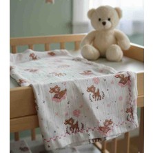Yarımada Kadın Kooperatifi ​%100 Pamuklu Organik Müslin Bebek Örtüsü & Kundak (80X80 Cm) - Geyik Desenli