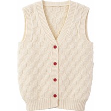 Mercan Kids Kız Çocuk Örgü Yelek Çitlemeli Desen Pembe