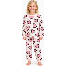 Mini Stella Kids Pembe Kalpler Kız Çocuk Pijama Takımı