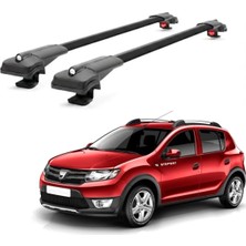 Cross Oto Aksesuarları Dacia Sandero Stepway 2012-2020 için Ara Atkı Tavan Barı , Araca Özel , Kilitlenebilir Araç Üstü Ekipman Taşıma Barı (2 Adet)