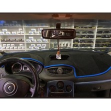 Lee Willson Renault Clio 3 Modellerine Uygun Torpido Koruma Halısı Siyah Kenar Renk Mavi