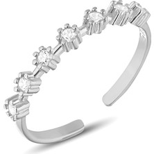 Zanaat Silver 925 Ayar Gümüş Ayarlanabilir Sıralı Zirkon Taşlı Parlak Yüzük