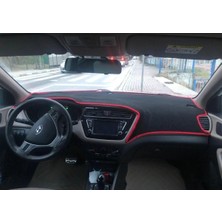 Lee Willson 2017-2020 Modellerine Uygun Hyundai I20 Torpido Koruma Halısı Siyah Kenar Renk Kırmızı