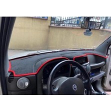 Lee Willson 2000-2008 Modellerine Uygun Fiat Doblo Airbagsiz Torpido Koruma Halısı Siyah Kenar Renk Kırmızı