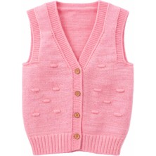 Mercan Kids Kız Çocuk Örgü Yelek Fasulye Desen Ekru