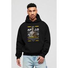 Ankhises Apollo 1 Mitoloji Ön Baskılı Siyah Hoodie Oversize Kapüşonlu Sweatshirt Erkek Kadın