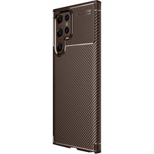 Najmaddin Newface Samsung Galaxy S25 Ultra Kılıf Auto Focus Karbon Kapak - Kahverengi