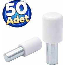 DESIPHON Plastik Başlı Geçmeli Metal Raf Altı Pimi Dolap Içi Raf Tutucu Çivisi Beyaz 50 Adet