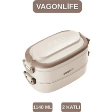 Vagonlife Bento 1140ML Çelik Lunchbox 2 Katlı 4 Bölme Yeni Koleksiyon ( Çorba Kaseli ) Beslenme Kabı