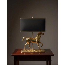 Pirinç Atlı Abajur 35 cm