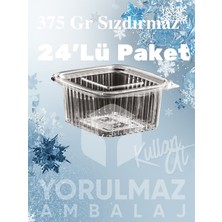 Yorulmaz Ambalaj 375 gr Paket Servis ve Buzdolabı Kullanımına Uygun, Sızdırmaz  Kullan- At Kap – 24' Lü Paket
