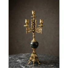 Stilars Pirinç & Mermer 5 Kollu Şamdan