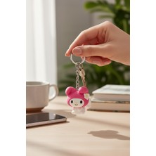 Pazarois Çiçekli Sevimli Tavşan Figürlü Hareketli Anahtarlık