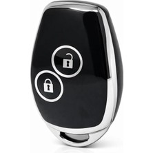 Barkas Elektronik Renault Clio 3 Kangoo Symbol Uyumlu Çapraz Tuş 2 Buton Nano Anahtar Kılıfı Siyah Gümüş