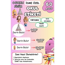 Birikiyedi Okul Etiketi Kalem Defter Etiketi Özel Isim Yazılabilen Etiket 60 Adet Prenses