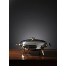 Paslanmaz Çelik Servis Tabağı Alttan Mum Ile Isıtmalı 48*27 cm