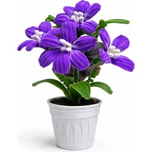 Akın Hediyelik Saksılı Mor Yapay Çiçek – Dekoratif Masa Üstü Aranjman