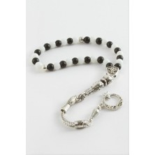 Zero Land Lvsqvr Siyah Beyaz Mat Onix Ceyt Doğaltaş Tesbih 6 mm - Siyah