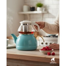 Köklü Züccaciye Cam Demlikli Emaye Çaydanlık Takımı