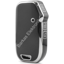 Barkas Elektronik Kia Sportage Soul Sorento Ceed Niro Smart Nano Anahtar Koruma Kılıfı Siyah Gümüş