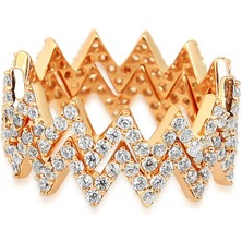 Kuyumcudükkanı Kuyumcudukkani Ikili Full Taşlı Zigzag Trend YÜZÜK-10342-R-W