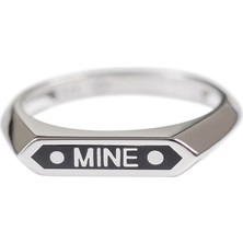 Kuyumcudükkanı Siyah Renk Mineli"mıne"mesaj Yeni Trend YÜZÜK-10397-W-BLK-MINE