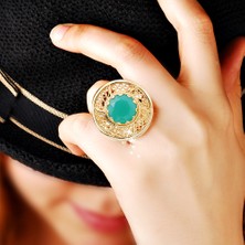 Kuyumcudükkanı Kuyumcudukkani Özel Telkari Tasarım Otantik Gümüş YÜZÜK-10165-G-GRN