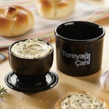 Çömlek - Seramik Tereyağı Saklama Kabı - Tereyağını Günlerce Taze Tutar - Ahşap Saplı Bıçak Hediyeli