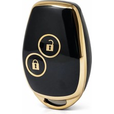 Barkas Elektronik Clio 3 Kangoo Symbol Uyumlu Çapraz Tuş 2 Buton Nano Anahtar Kılıfı Siyah Gold