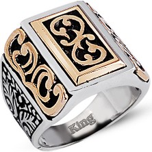 Kuyumcudükkanı Kuyumcudukkanı Siyah Oksitli Motifli Bronz Parçalı Elyapımı Gümüş Erkek YÜZÜK-60015-W-BLK