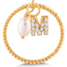 Kuyumcudükkanı Kuyumcudukkani Inci Sallantılı Kişiye Özel Harfli Yüzük-M -10904-M