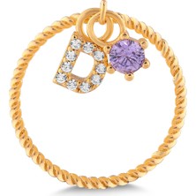 Kuyumcudükkanı Kuyumcudukkani Doğumtaşı Sallantılı Kişiye Özel Harfli YÜZÜK-D-10905-D