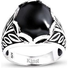 Kuyumcudükkanı Kuyumcudukkanı Düz Oval Kubbe Kesim Taşlı Gümüş Erkek YÜZÜK-60007-W-BLK