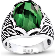 Kuyumcudükkanı Kuyumcudukkanı Fasetli Oval Kubbe Kesim Taşlı Gümüş Erkek YÜZÜK-60007-W-FGRN