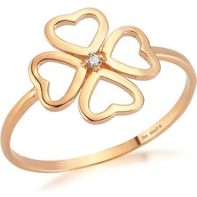 Kuyumcudükkanı Kuyumcudukkani Yonca Sembollu Trend YÜZÜK-10236-R-W