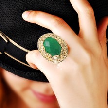 Kuyumcudükkanı Kuyumcudukkani Özel Telkari Tasarım Otantik Gümüş YÜZÜK-10185-G-GRN