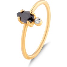 Kuyumcudükkanı Kuyumcudukkani Siyah Damla Taşlı "TREND"YÜZÜK-10436-R-BLK