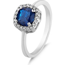 Kuyumcudükkanı Kuyumcudukkani Safir Lacivert Kare Kesim TAŞLI"TEKTAŞ"YÜZÜK-10438-W-DBLU