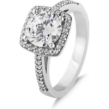 Kuyumcudükkanı Kuyumcudukkani Beyaz Kare Taşlı "TEKTAŞ"YÜZÜK-10440-W-W