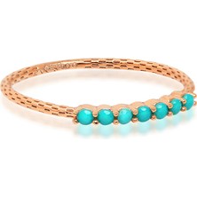 Kuyumcudükkanı Kuyumcudukkani Firuze Sıra Taşlı Trend YÜZÜK-10316-R-BLU