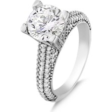 Kuyumcudükkanı Kuyumcudukkani Beyaz Baget Taşlı "TEKTAŞ"YÜZÜK-10442-W-W