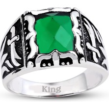 Kuyumcudükkanı Kuyumcudukkanı Baget  Taşlı Yanı"zülfikar Kılıçlı "erkek YÜZÜK-60006-W-GRN