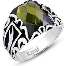 Kuyumcudükkanı Kuyumcudukkanı Bagettaşlı Yanı"zülfikar Kılıç"simgeli Gümüş Erkek YÜZÜK-60004-W-OLIV